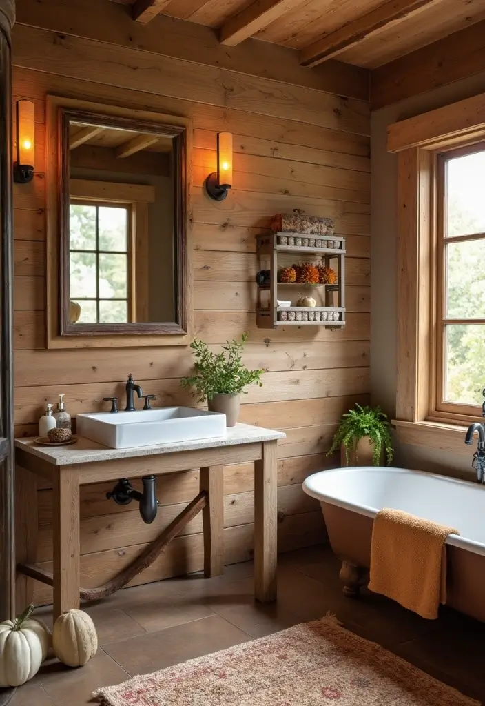28 Rustic Bathroom Ideas That Bring Cozy Farmhouse Vibes Home 191 28 Rustic Bathroom Ideas That Bring Cozy Farmhouse Vibes Home - 28. Seasonal Decor Changes