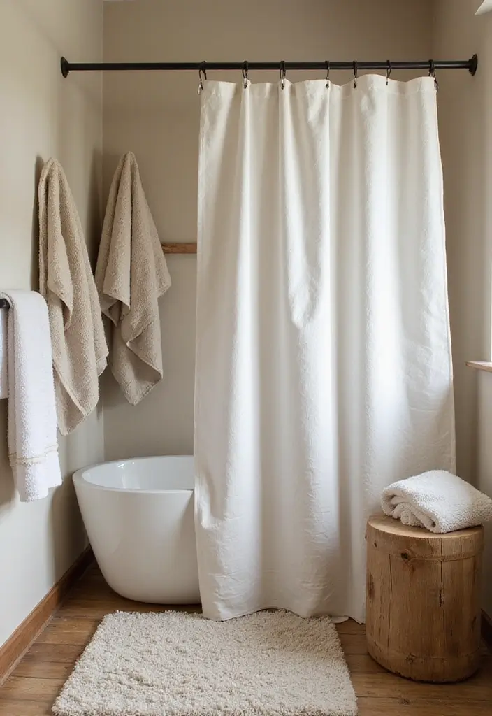 28 Rustic Bathroom Ideas That Bring Cozy Farmhouse Vibes Home 15 28 Rustic Bathroom Ideas That Bring Cozy Farmhouse Vibes Home - 3. Soft, Natural Textiles