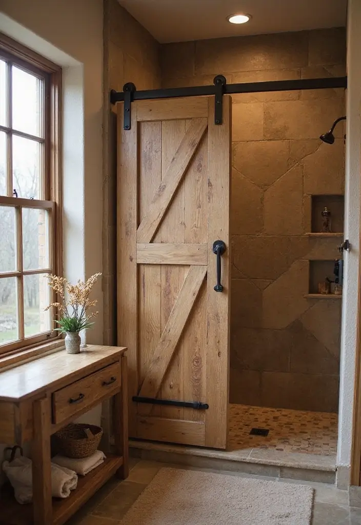 28 Rustic Bathroom Ideas That Bring Cozy Farmhouse Vibes Home 22 28 Rustic Bathroom Ideas That Bring Cozy Farmhouse Vibes Home - 4. Barn Door Accents