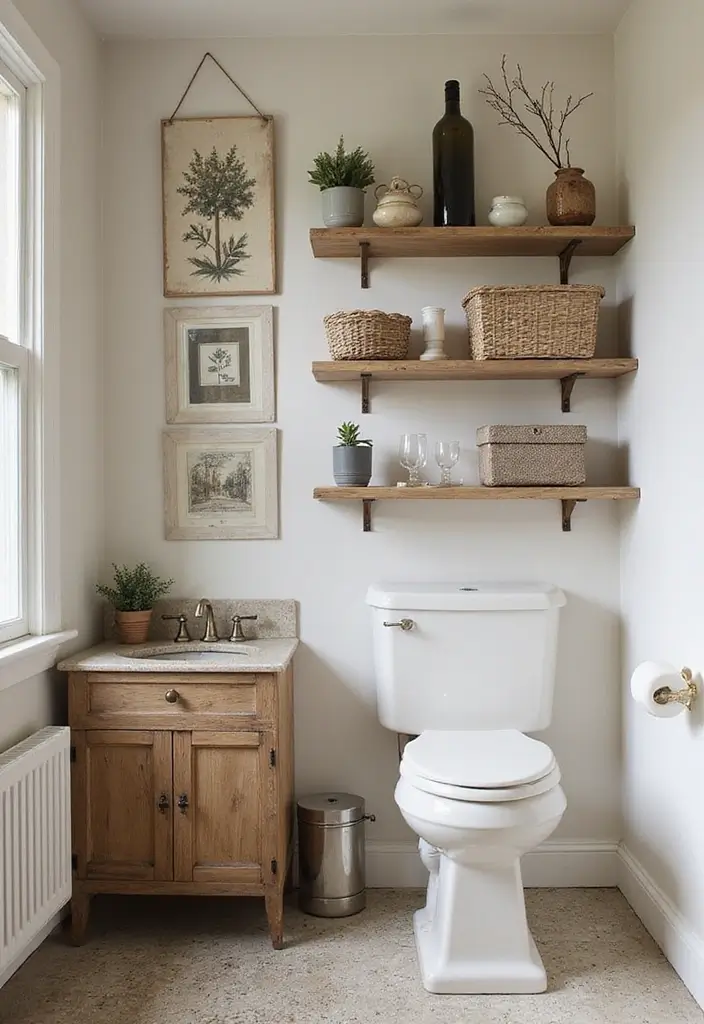 28 Vintage Bathroom Ideas Full of Timeless Charm 97 28 Vintage Bathroom Ideas Full of Timeless Charm - 15. Wall-mounted Shelves