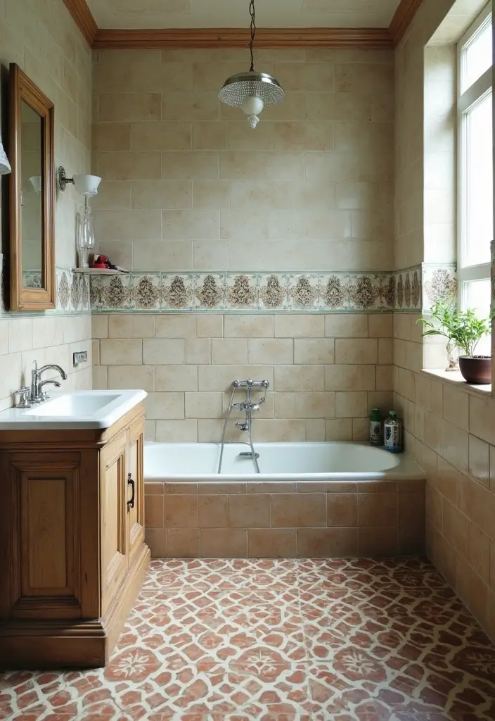 28 Vintage Bathroom Ideas Full of Timeless Charm 22 28 Vintage Bathroom Ideas Full of Timeless Charm - 4. Vintage Style Tiles