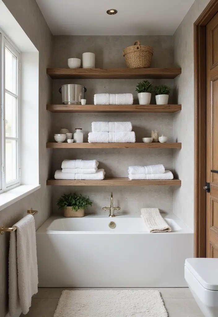 29 Ensuite Bathroom Ideas That Feel Like a Luxury Hotel Retreat 149 29 Ensuite Bathroom Ideas That Feel Like a Luxury Hotel Retreat - 23. Open Shelving