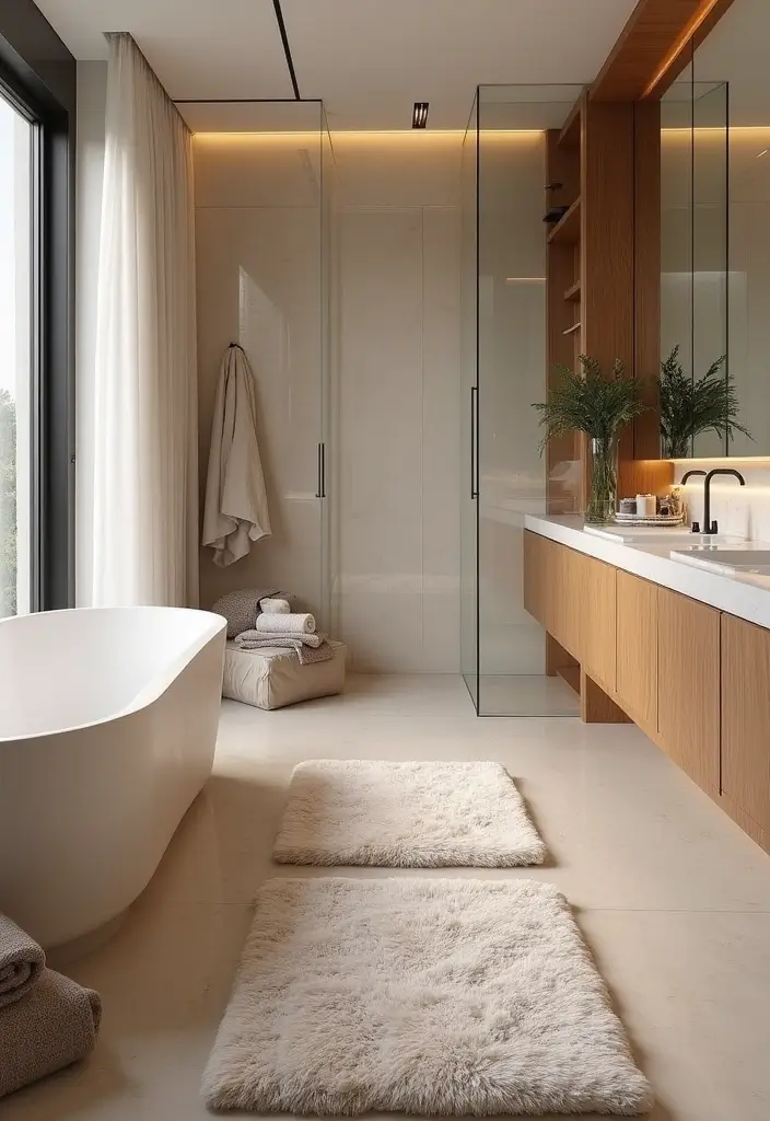 29 Ensuite Bathroom Ideas That Feel Like a Luxury Hotel Retreat 170 29 Ensuite Bathroom Ideas That Feel Like a Luxury Hotel Retreat - 26. Layered Textiles