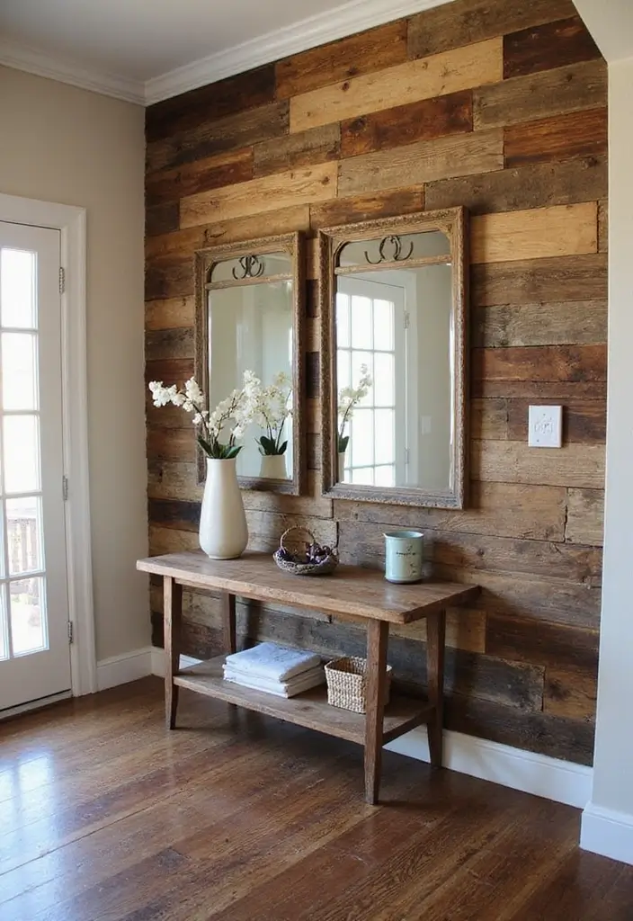 29 Entryway Wall Ideas Guests Will Notice The Moment They Walk In 1 29 Entryway Wall Ideas Guests Will Notice The Moment They Walk In - 1. Statement Wood Paneling