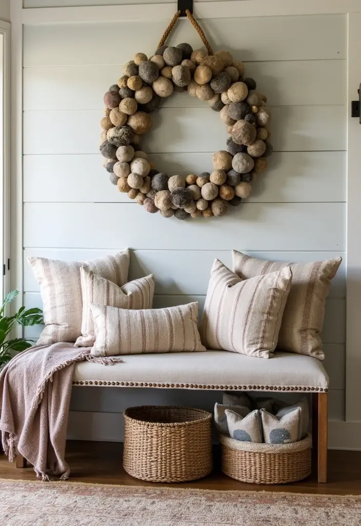 29 Entryway Wall Ideas Guests Will Notice The Moment They Walk In 48 29 Entryway Wall Ideas Guests Will Notice The Moment They Walk In - 8. Cozy Throw Pillows