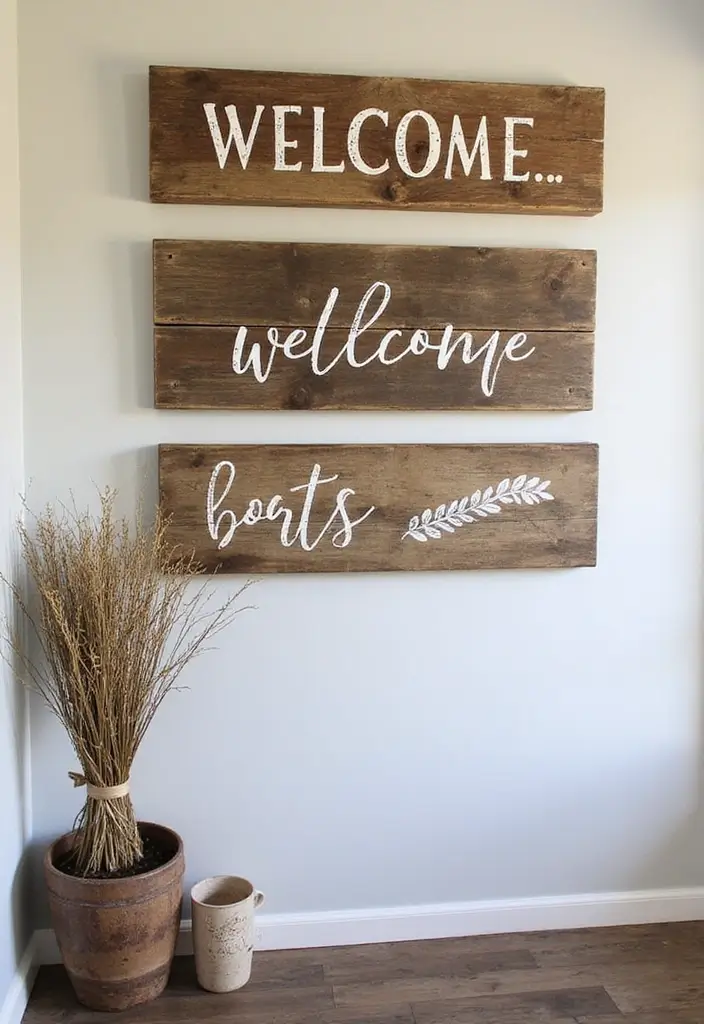 29 Entryway Wall Ideas Guests Will Notice The Moment They Walk In 55 29 Entryway Wall Ideas Guests Will Notice The Moment They Walk In - 9. Farmhouse Signage