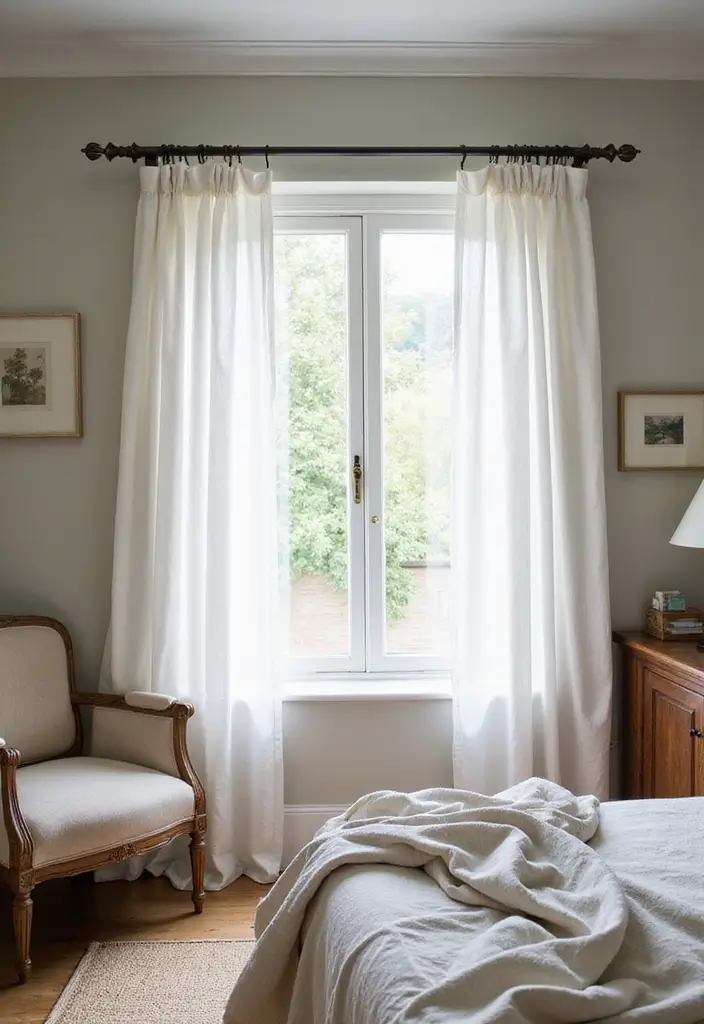 29 Farmhouse Bedroom Ideas With Rustic Cozy Vibes 71 29 Farmhouse Bedroom Ideas With Rustic Cozy Vibes - 11. Farmhouse-Style Curtains