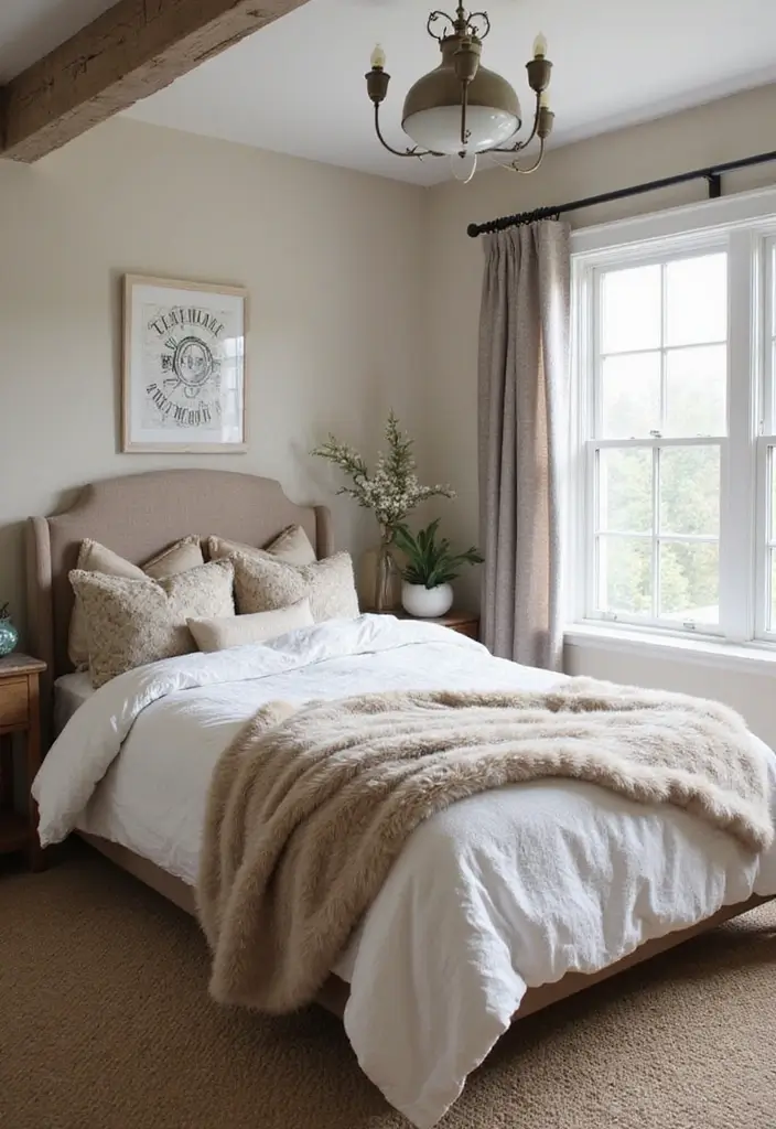 29 Farmhouse Bedroom Ideas With Rustic Cozy Vibes 92 29 Farmhouse Bedroom Ideas With Rustic Cozy Vibes - 14. Faux Fur Accents