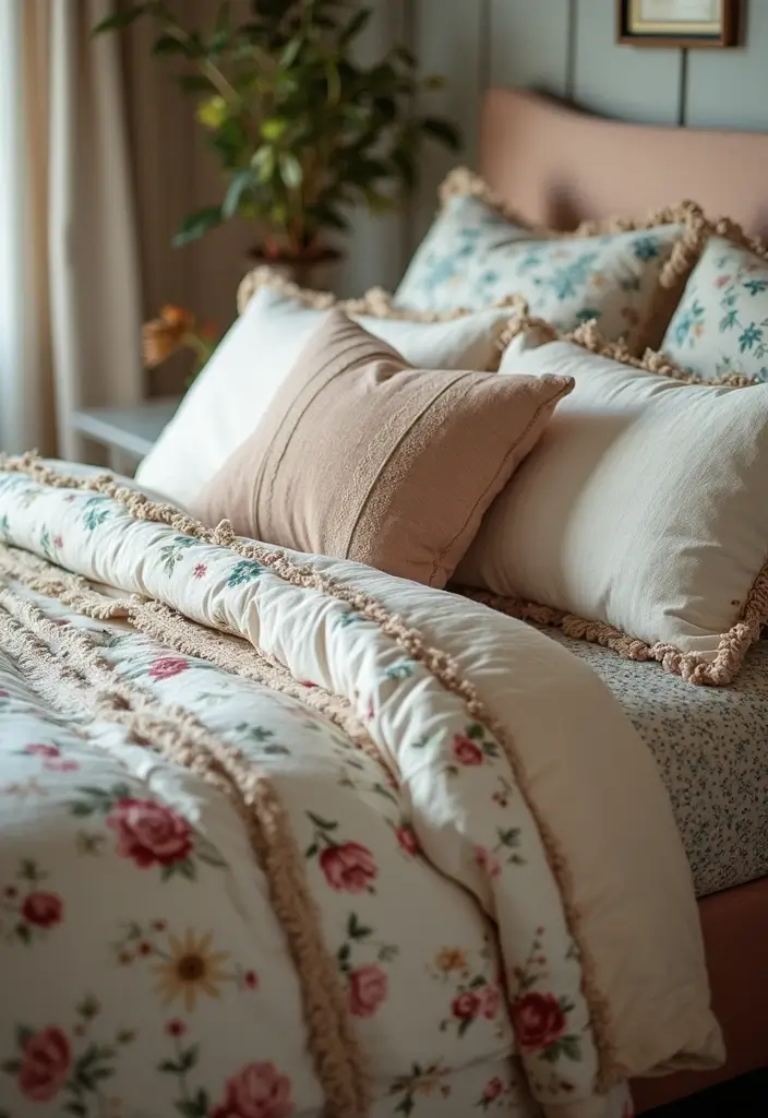 29 Farmhouse Bedroom Ideas With Rustic Cozy Vibes 8 29 Farmhouse Bedroom Ideas With Rustic Cozy Vibes - 2. Vintage-Style Bedding