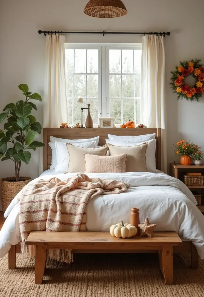 29 Farmhouse Bedroom Ideas With Rustic Cozy Vibes 195 29 Farmhouse Bedroom Ideas With Rustic Cozy Vibes - 29. Embrace Seasonal Decor