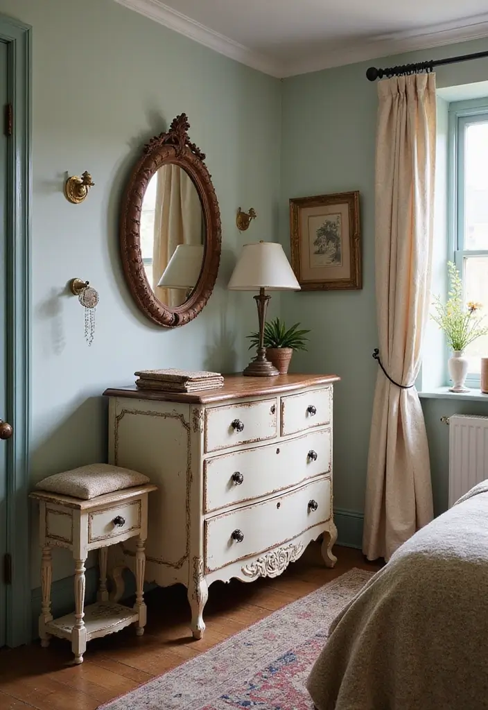 29 Farmhouse Bedroom Ideas With Rustic Cozy Vibes 29 29 Farmhouse Bedroom Ideas With Rustic Cozy Vibes - 5. Antique Furniture Finds
