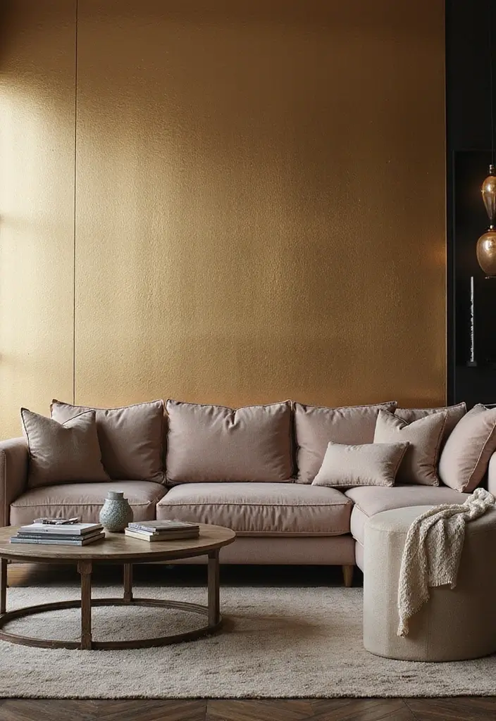29 Feature Wall Ideas For Living Rooms That Impress Instantly 62 29 Feature Wall Ideas For Living Rooms That Impress Instantly - 10. Elegant Metallic Accents