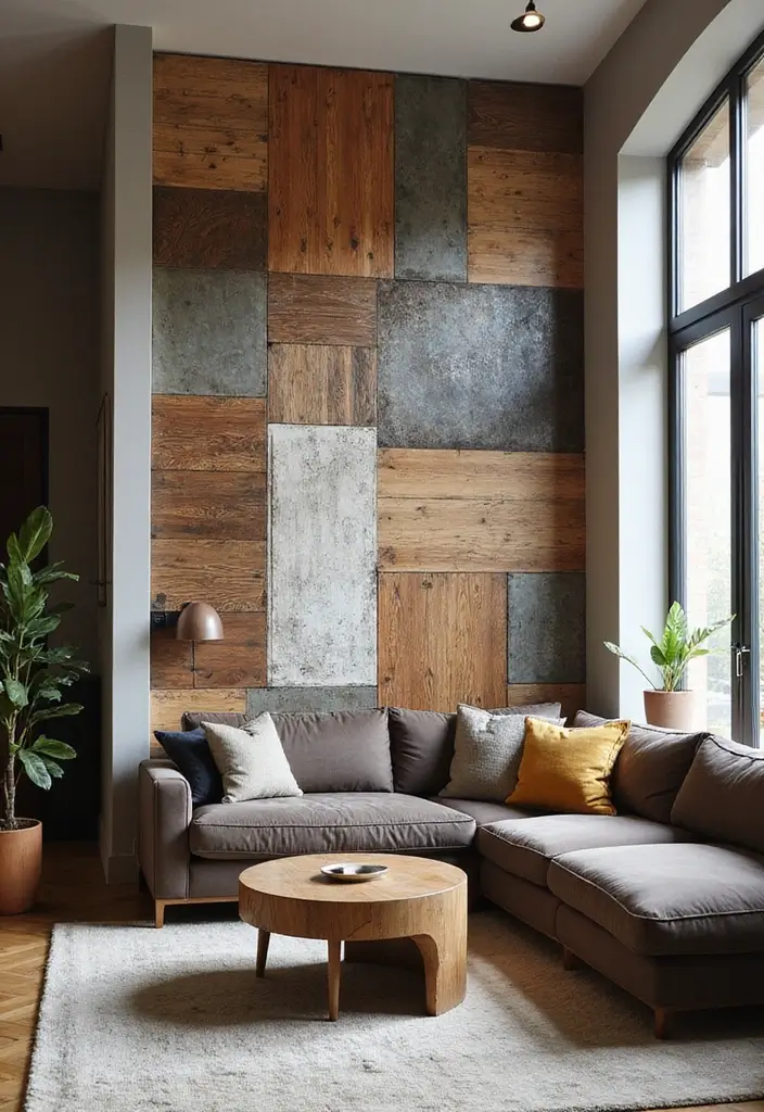 29 Feature Wall Ideas For Living Rooms That Impress Instantly 97 29 Feature Wall Ideas For Living Rooms That Impress Instantly - 15. Multi-Material Collage