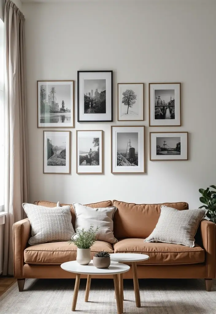 29 Feature Wall Ideas For Living Rooms That Impress Instantly 118 29 Feature Wall Ideas For Living Rooms That Impress Instantly - 18. Black and White Photography Display