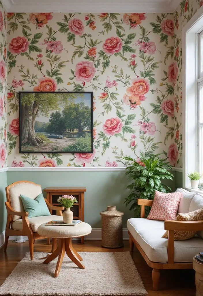 29 Feature Wall Ideas For Living Rooms That Impress Instantly 15 29 Feature Wall Ideas For Living Rooms That Impress Instantly - 3. Vibrant Wallpaper Wonders