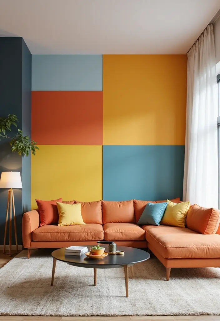 29 Feature Wall Ideas For Living Rooms That Impress Instantly 29 29 Feature Wall Ideas For Living Rooms That Impress Instantly - 5. Bold Color Blocks