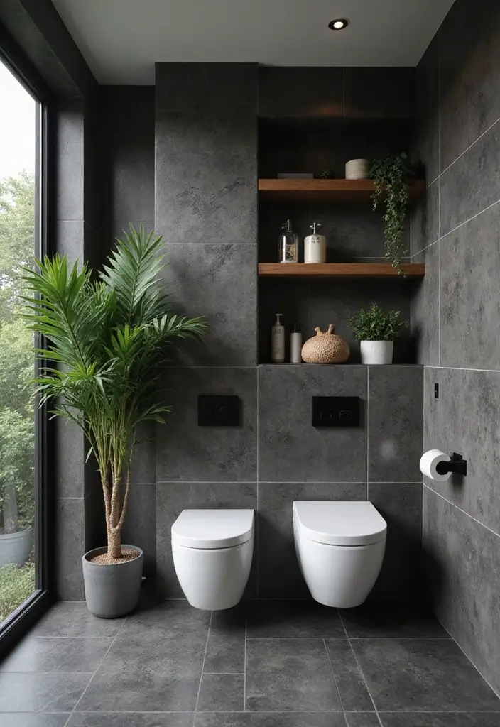29 Grey Bathroom Ideas For a Calm Modern Look 1 29 Grey Bathroom Ideas For a Calm Modern Look - 1. Elegant Charcoal Tiles