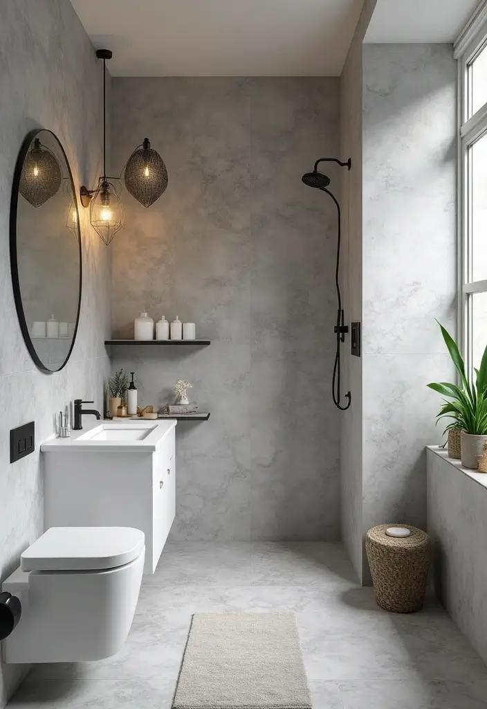 29 Grey Bathroom Ideas For a Calm Modern Look 99 29 Grey Bathroom Ideas For a Calm Modern Look - 15. Artistic Grey Decor Accents