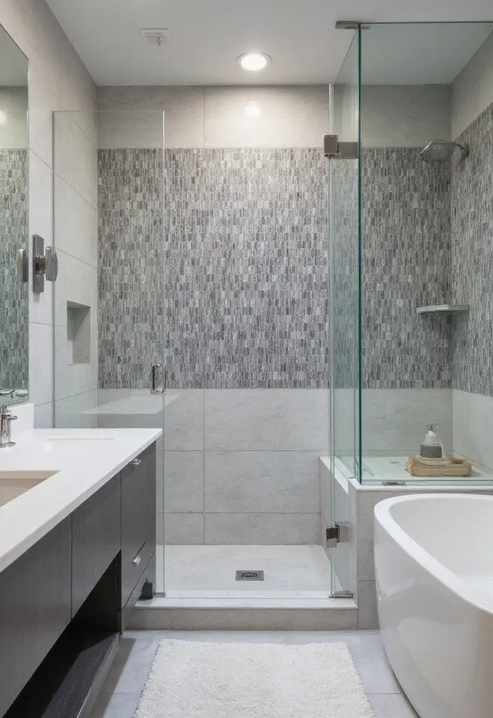 29 Grey Bathroom Ideas For a Calm Modern Look 134 29 Grey Bathroom Ideas For a Calm Modern Look - 20. Custom Grey Mosaics