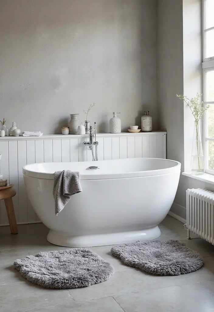 29 Grey Bathroom Ideas For a Calm Modern Look 137 29 Grey Bathroom Ideas For a Calm Modern Look - 21. Grey Bath Mats