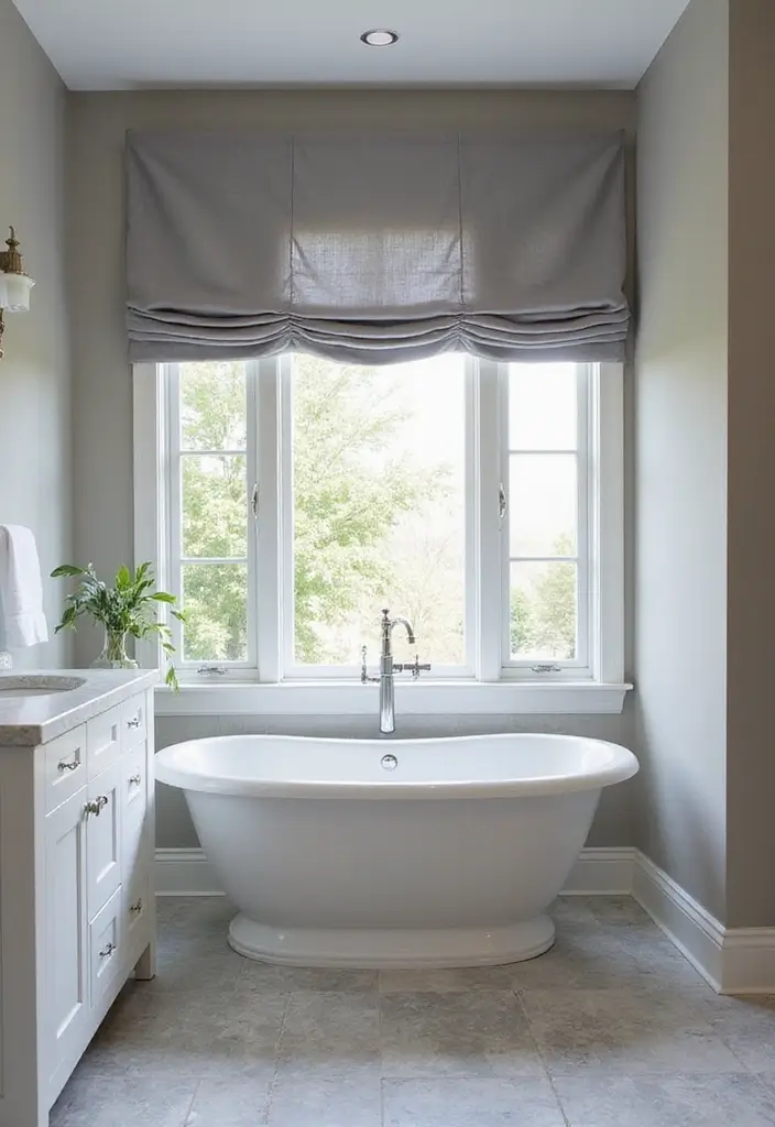 29 Grey Bathroom Ideas For a Calm Modern Look 144 29 Grey Bathroom Ideas For a Calm Modern Look - 22. Grey Window Treatments