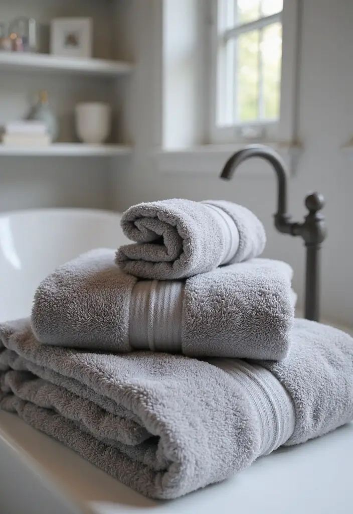 29 Grey Bathroom Ideas For a Calm Modern Look 165 29 Grey Bathroom Ideas For a Calm Modern Look - 25. Grey Towels