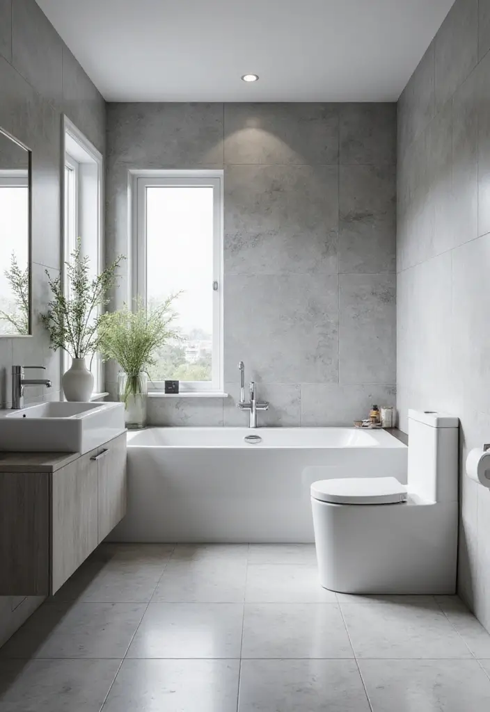 29 Grey Bathroom Ideas For a Calm Modern Look 22 29 Grey Bathroom Ideas For a Calm Modern Look - 4. Grey and White Combination