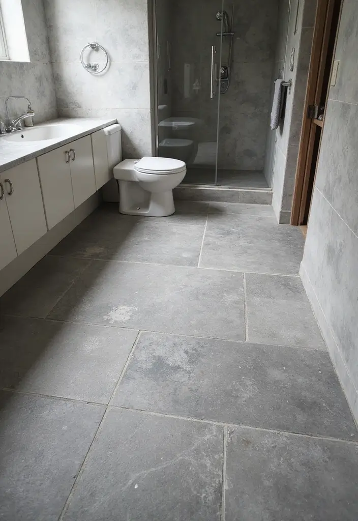 29 Grey Bathroom Ideas For a Calm Modern Look 50 29 Grey Bathroom Ideas For a Calm Modern Look - 8. Grey Flooring Options