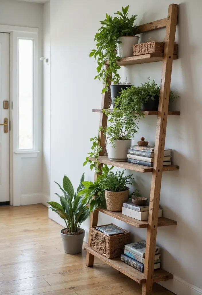 29 Hallway Storage Ideas To Turn Tight Spaces Into Smart Zones 57 29 Hallway Storage Ideas To Turn Tight Spaces Into Smart Zones - 9. Ladder Shelves