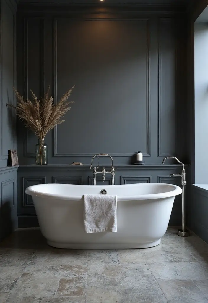 29 Moody Bathroom Ideas That Add Drama and Depth 106 29 Moody Bathroom Ideas That Add Drama and Depth - 16. Statement Bathtubs