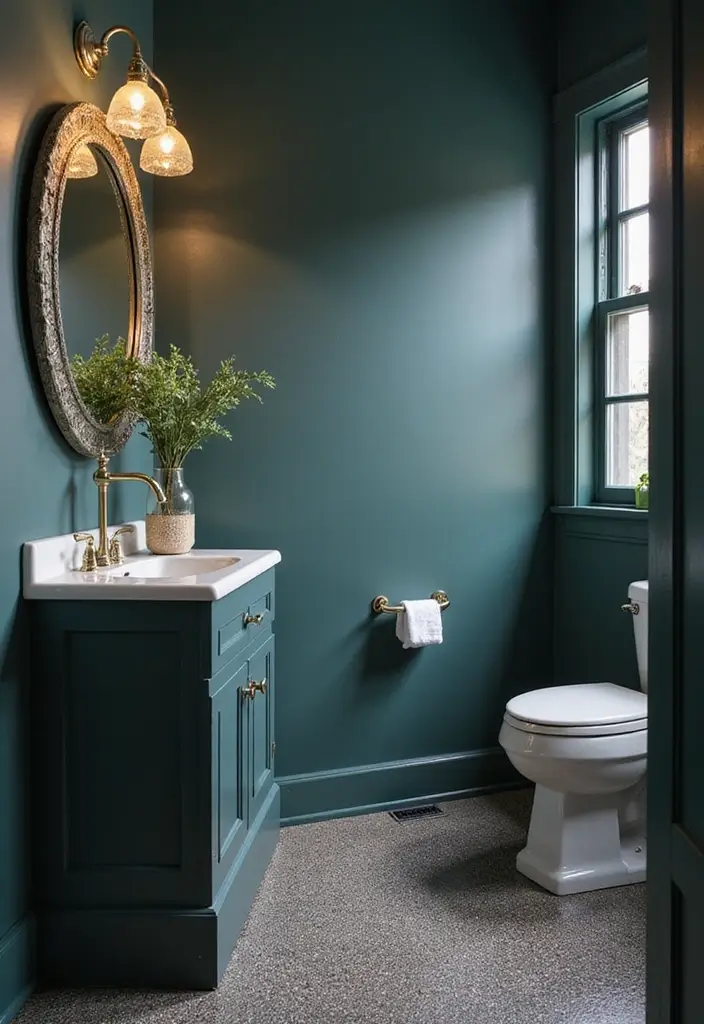 29 Moody Bathroom Ideas That Add Drama and Depth 141 29 Moody Bathroom Ideas That Add Drama and Depth - 21. Shimmering Paint Finishes
