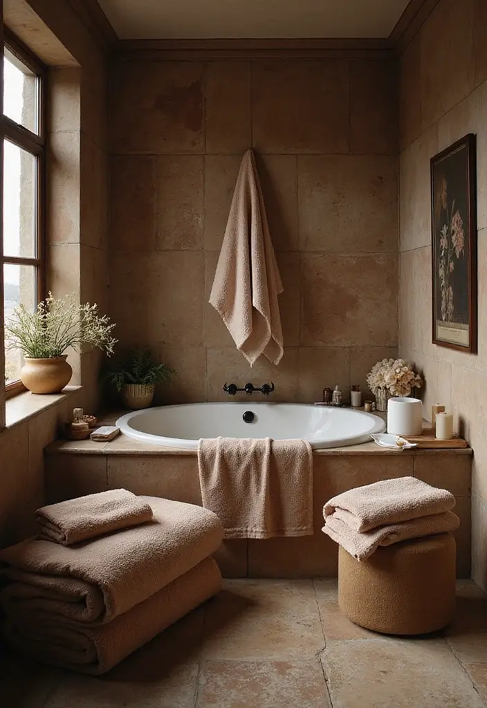 29 Moody Bathroom Ideas That Add Drama and Depth 155 29 Moody Bathroom Ideas That Add Drama and Depth - 23. Opulent Textiles