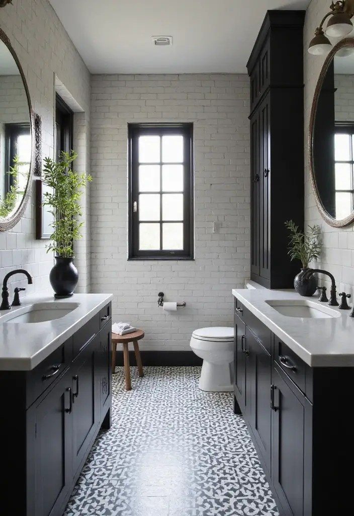 29 Moody Bathroom Ideas That Add Drama and Depth 15 29 Moody Bathroom Ideas That Add Drama and Depth - 3. Black and White Drama