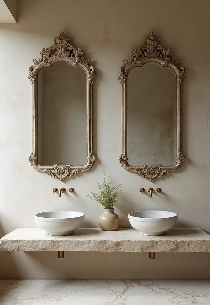 29 Moody Bathroom Ideas That Add Drama and Depth 50 29 Moody Bathroom Ideas That Add Drama and Depth - 8. Vintage Mirrors