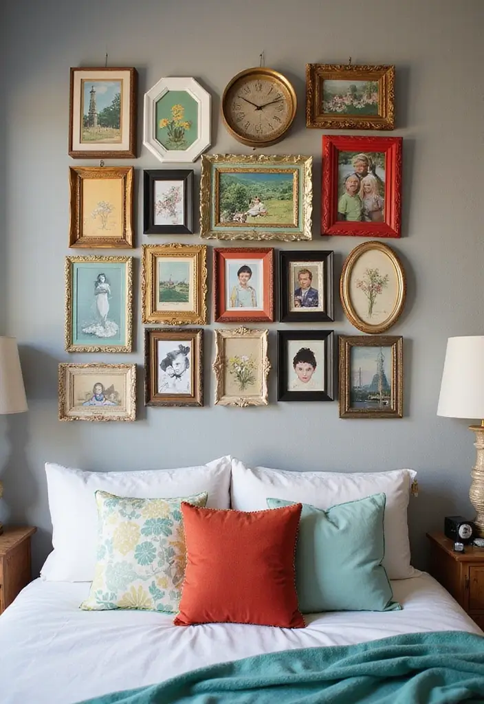 29 Picture Wall Ideas For Bedrooms That Feel Cozy And Personal 1 29 Picture Wall Ideas For Bedrooms That Feel Cozy And Personal - 1. Eclectic Photo Mix
