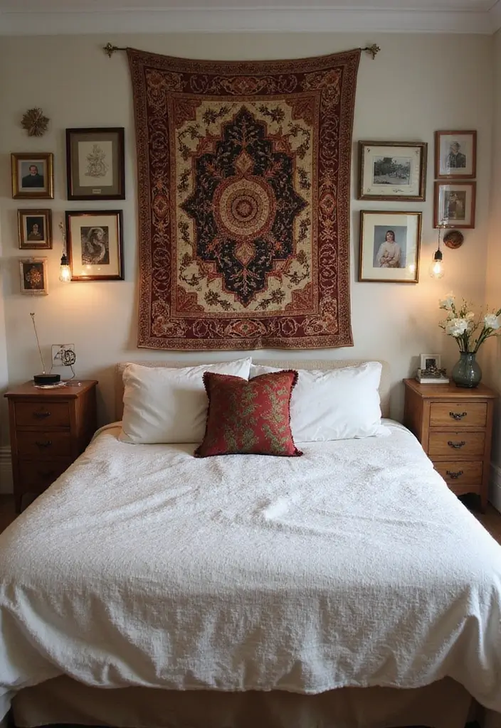 29 Picture Wall Ideas For Bedrooms That Feel Cozy And Personal 62 29 Picture Wall Ideas For Bedrooms That Feel Cozy And Personal - 10. Tapestry or Fabric Art