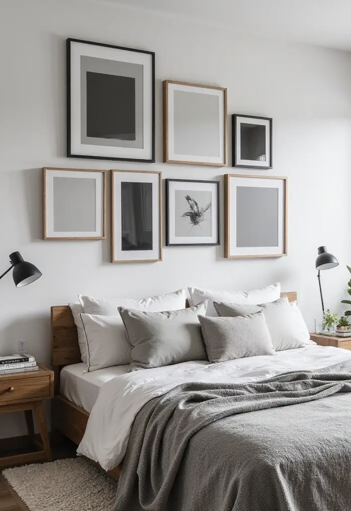 29 Picture Wall Ideas For Bedrooms That Feel Cozy And Personal 69 29 Picture Wall Ideas For Bedrooms That Feel Cozy And Personal - 11. Monochrome Collage