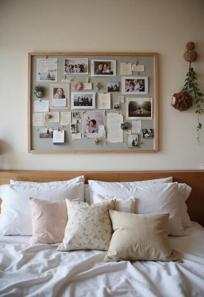 29 Picture Wall Ideas For Bedrooms That Feel Cozy And Personal 76 29 Picture Wall Ideas For Bedrooms That Feel Cozy And Personal - 12. Memory Board