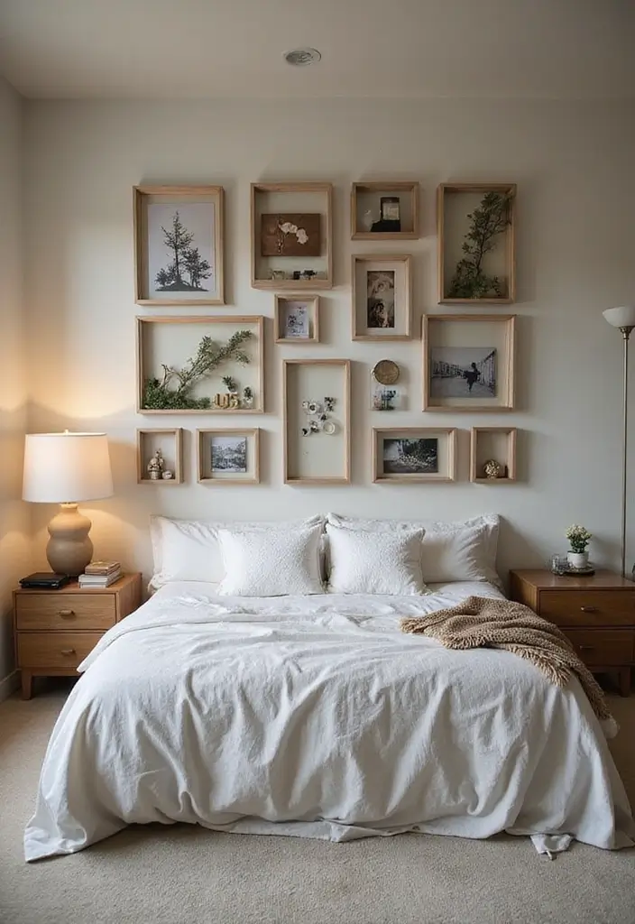 29 Picture Wall Ideas For Bedrooms That Feel Cozy And Personal 90 29 Picture Wall Ideas For Bedrooms That Feel Cozy And Personal - 14. Shadow Box Displays