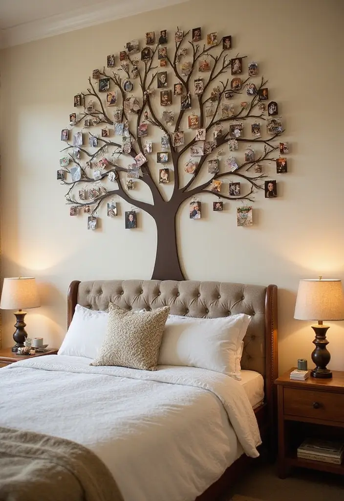 29 Picture Wall Ideas For Bedrooms That Feel Cozy And Personal 97 29 Picture Wall Ideas For Bedrooms That Feel Cozy And Personal - 15. Family Tree Design