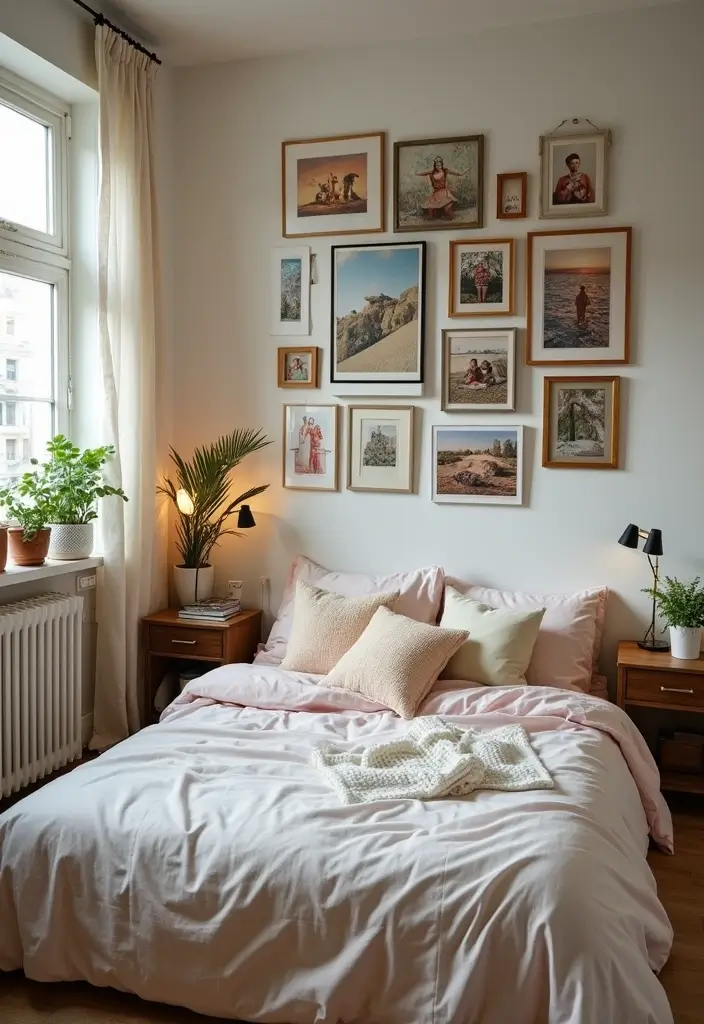 29 Picture Wall Ideas For Bedrooms That Feel Cozy And Personal 132 29 Picture Wall Ideas For Bedrooms That Feel Cozy And Personal - 20. Artistic Frame Collage