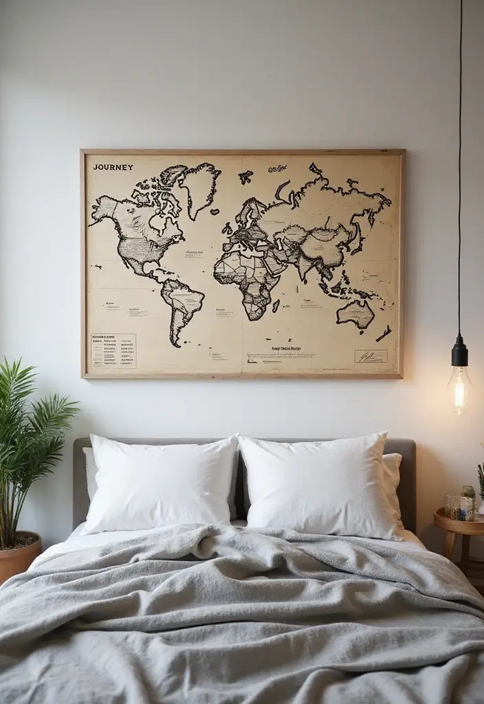 29 Picture Wall Ideas For Bedrooms That Feel Cozy And Personal 167 29 Picture Wall Ideas For Bedrooms That Feel Cozy And Personal - 25. Inspirational Journey Map