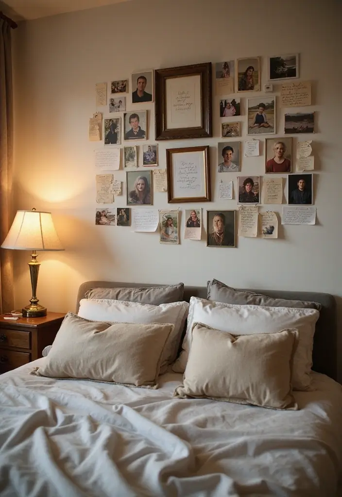29 Picture Wall Ideas For Bedrooms That Feel Cozy And Personal 181 29 Picture Wall Ideas For Bedrooms That Feel Cozy And Personal - 27. Heartfelt Reminder Corner