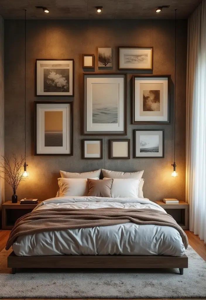 29 Picture Wall Ideas For Bedrooms That Feel Cozy And Personal 188 29 Picture Wall Ideas For Bedrooms That Feel Cozy And Personal - 28. Layered Frames Technique