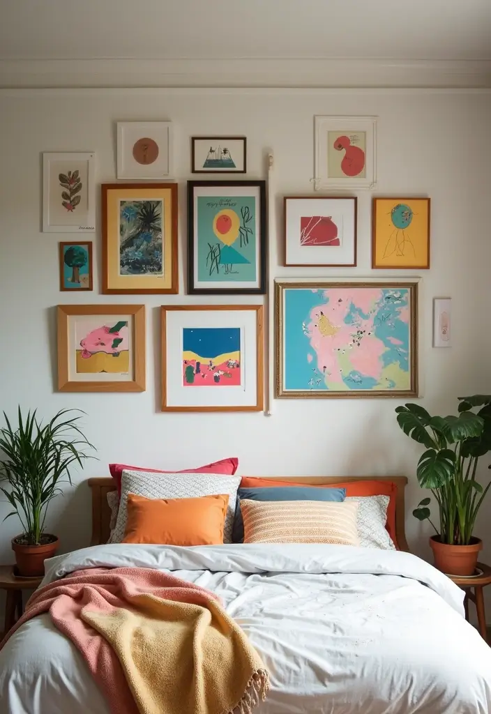 29 Picture Wall Ideas For Bedrooms That Feel Cozy And Personal 15 29 Picture Wall Ideas For Bedrooms That Feel Cozy And Personal - 3. Whimsical Gallery