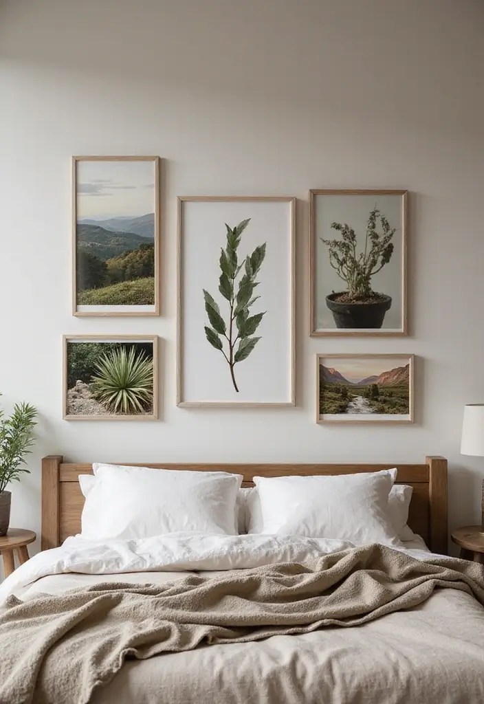 29 Picture Wall Ideas For Bedrooms That Feel Cozy And Personal 22 29 Picture Wall Ideas For Bedrooms That Feel Cozy And Personal - 4. Nature-Inspired Touch