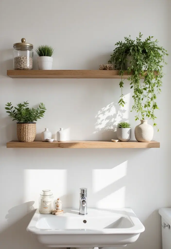 29 Smart Storage Ideas For Small Bathrooms You’ll Actually Use 1 29 Smart Storage Ideas For Small Bathrooms You’ll Actually Use - 1. Floating Shelves