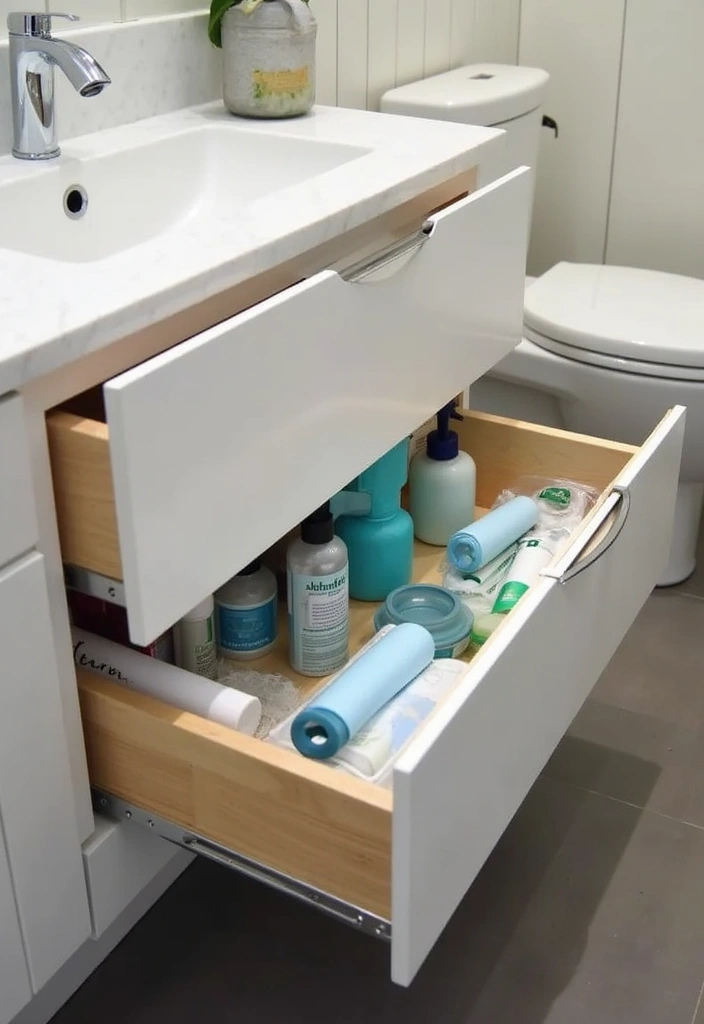 29 Smart Storage Ideas For Small Bathrooms You’ll Actually Use 58 29 Smart Storage Ideas For Small Bathrooms You’ll Actually Use - 10. Roll-Out Drawers