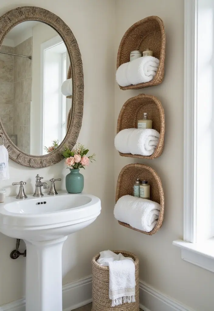 29 Smart Storage Ideas For Small Bathrooms You’ll Actually Use 79 29 Smart Storage Ideas For Small Bathrooms You’ll Actually Use - 13. Hanging Baskets