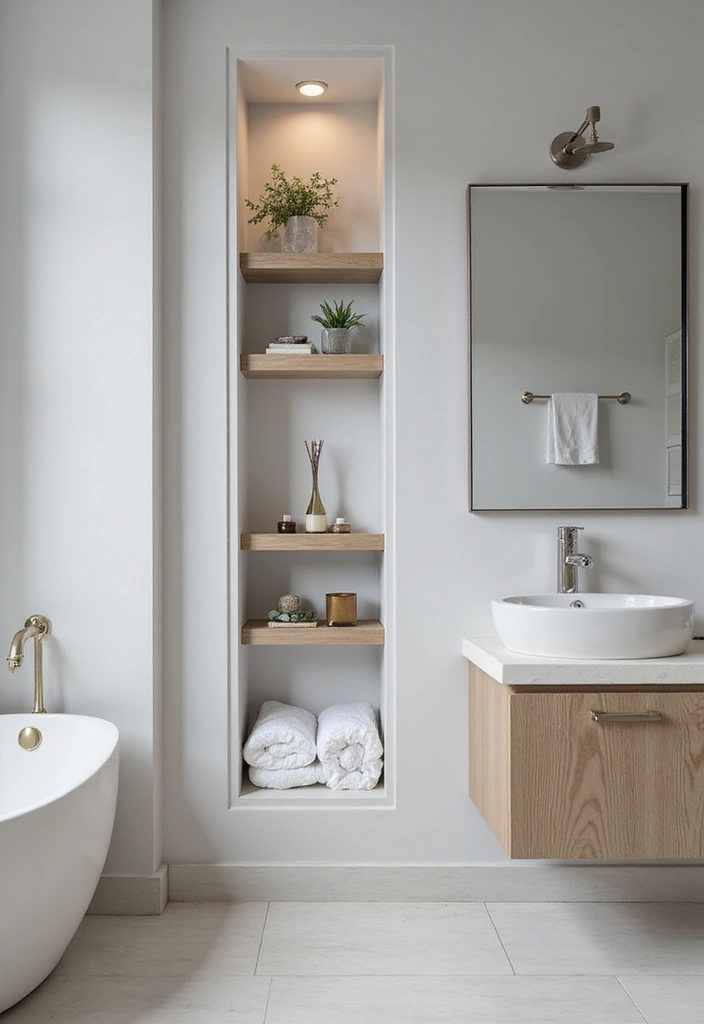 29 Smart Storage Ideas For Small Bathrooms You’ll Actually Use 86 29 Smart Storage Ideas For Small Bathrooms You’ll Actually Use - 14. Recessed Shelves